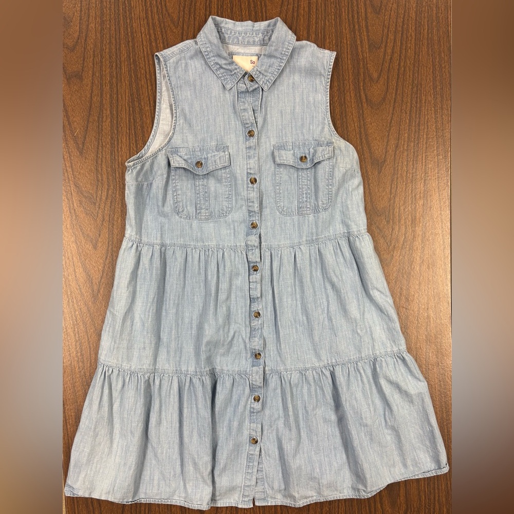Sonoma 3 Tier Sleveless Button Up Mini Dress
